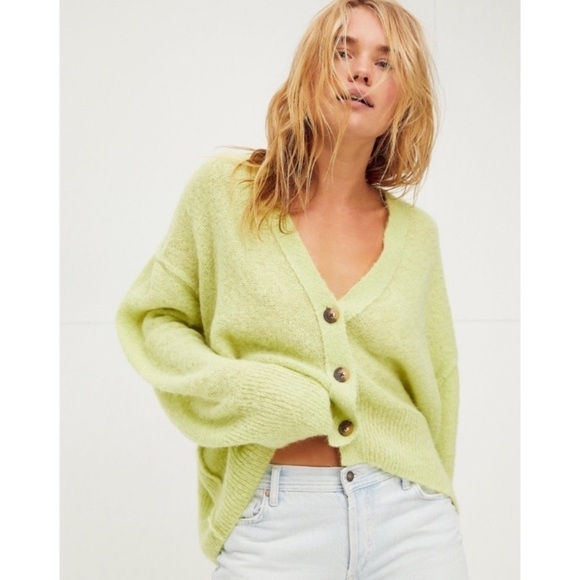 Free People Eclair Alpaca Cardigan‎ Sweater size S cropped Lagenlook oversized - Picture 1 of 9